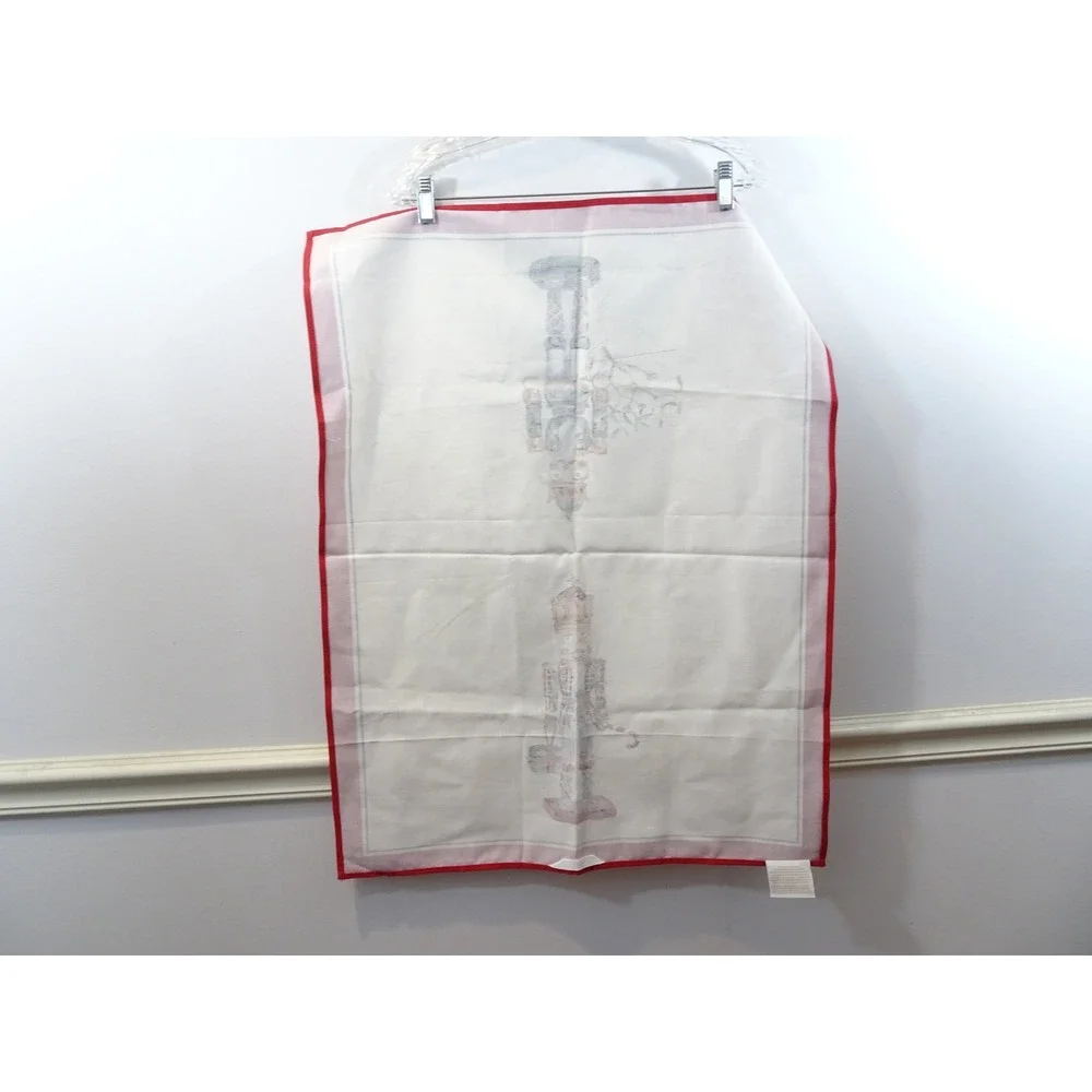 Williams Sonoma Nutcracker Christmas Tea Towel Cotton Red White Holiday Decor